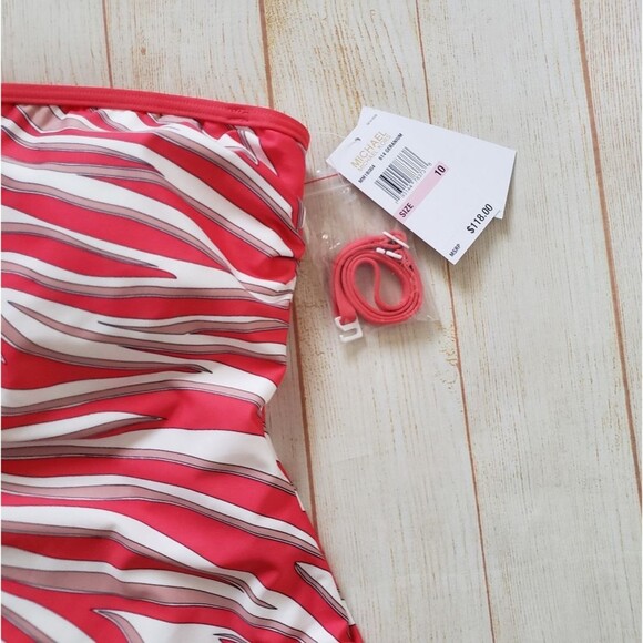 Michael Kors Animal Print Striking Colorful One-Piece Swimsuit Strapless Halter - Picture 3 of 13